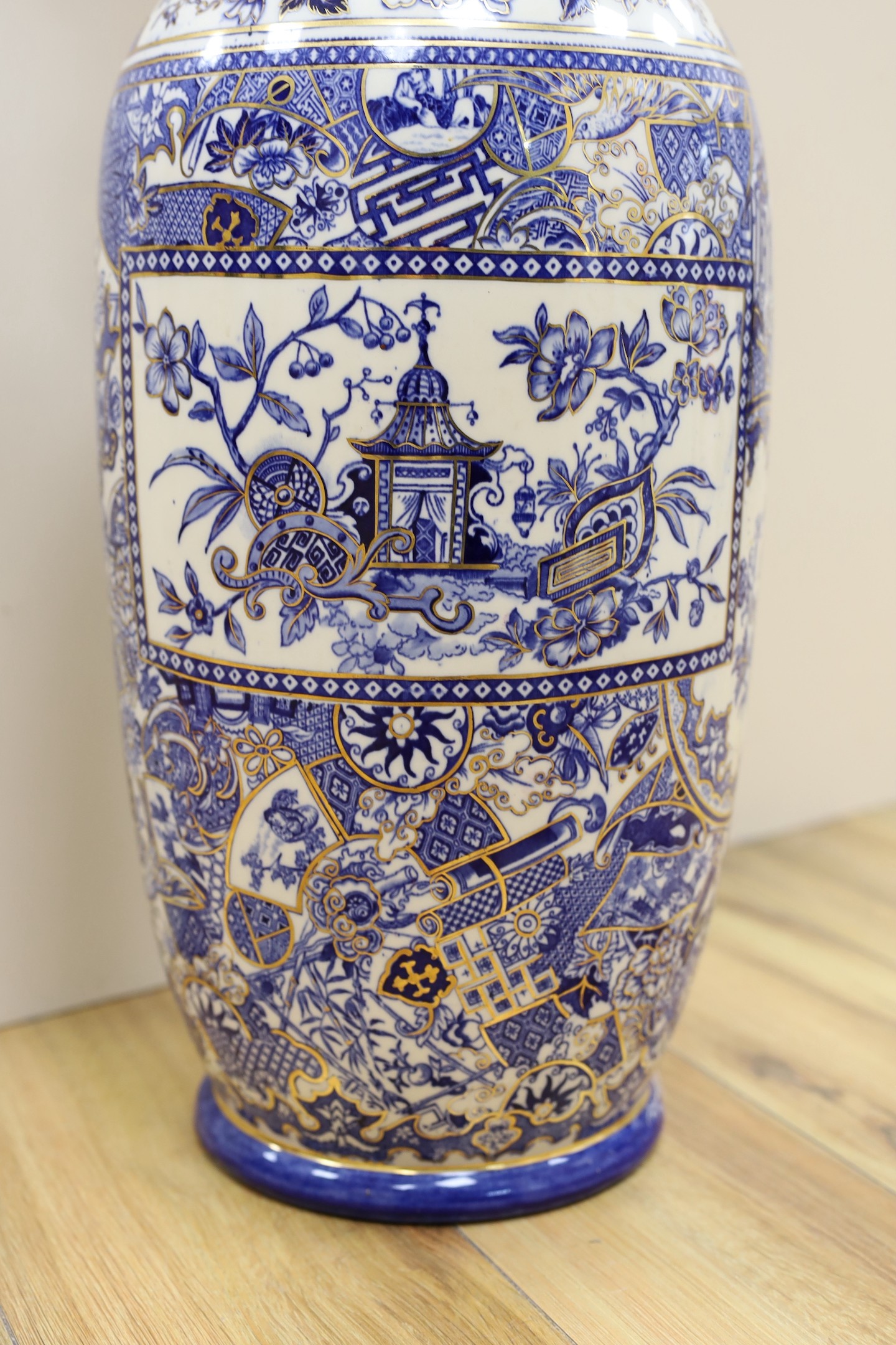 A Large Rorstrand chinoiserie baluster vase, 70cm tall